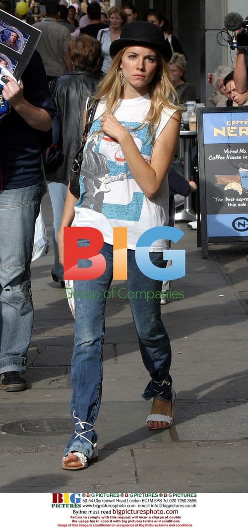 Sienna Miller arriving at Wyndhams Theatre