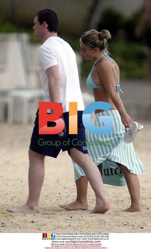 Wayne Rooney and Coleen McLoughlin on Caribbean Beach