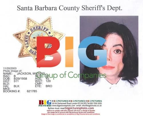 MICHAEL JACKSON Police Mugshot after Child Molestation Arrest