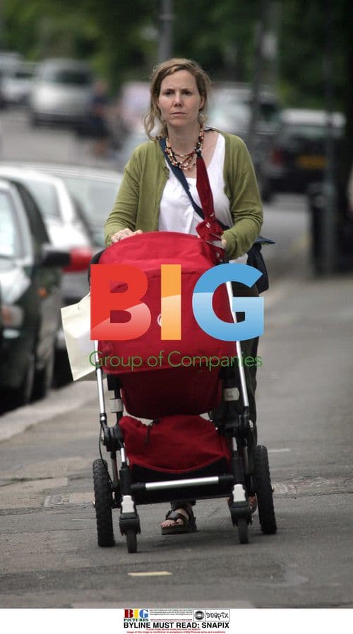 Sally Philips taking baby for stroll in London