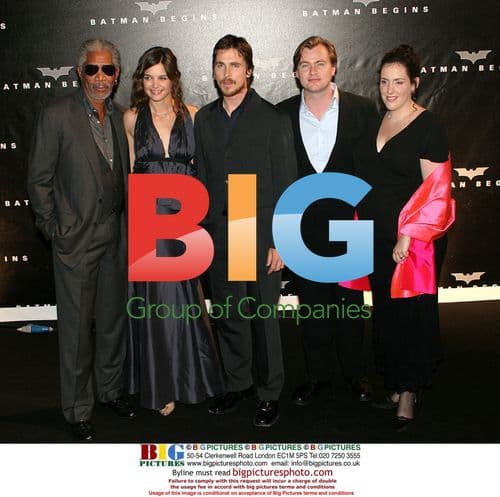 Morgan Freeman, Katie Holmes, Nolan at 'Batman Begins' Premiere