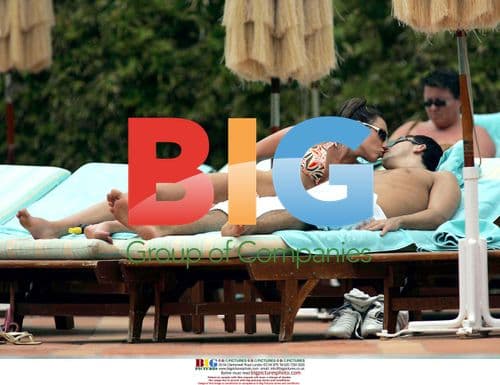 Liberty X's Michelle Heaton and Andy Scott-Lee poolside