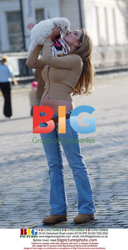 Model Nicola McClean Out With Dog in London