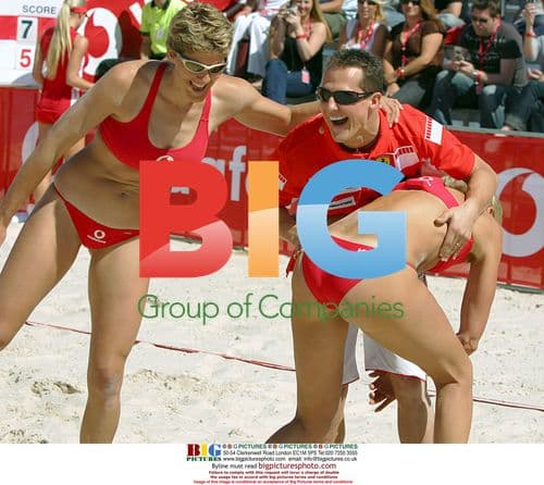 Schumacher Plays Beach Volleyball