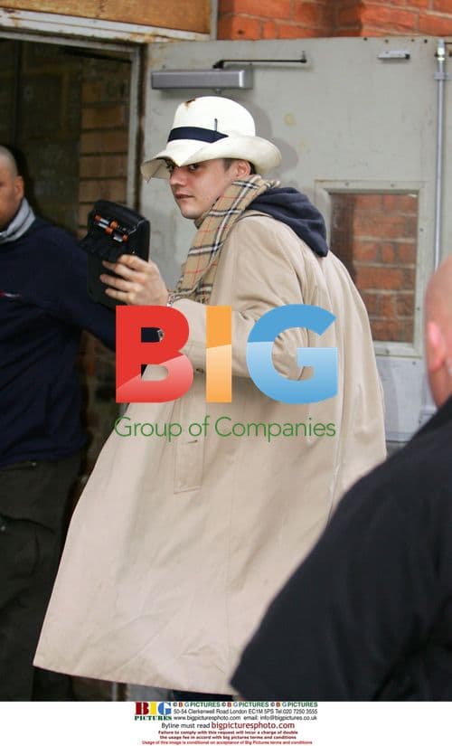 Singer Pete Doherty arriving for Babyshambles gig