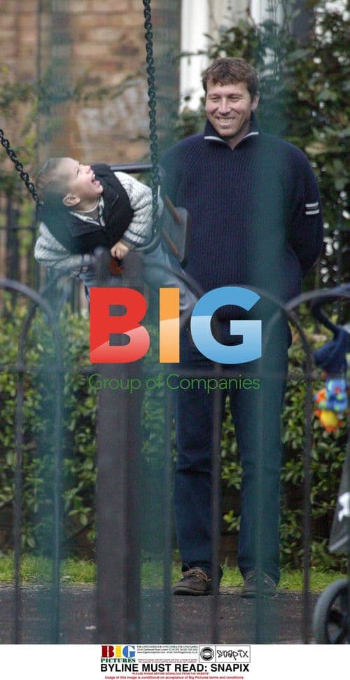 Mike Atherton with son at London playground