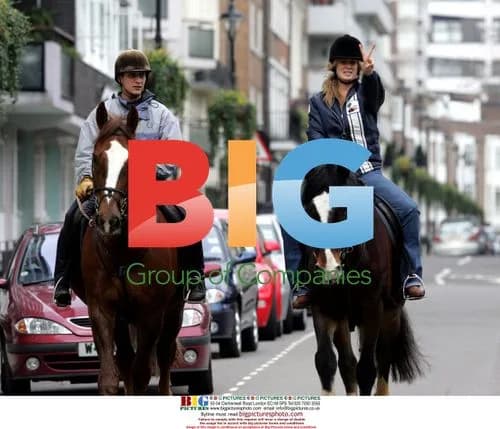 Rachel Hunter horse riding in London