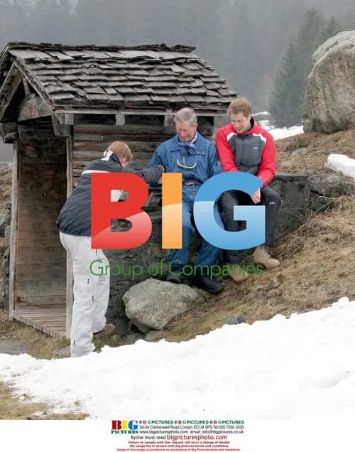 Prince Charles with William and Harry in Klosters