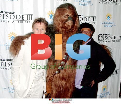 LIAM NEESON with CHEWBACCA and SAMUEL L. JACKSON at 'Star Wars: Episode III' premiere