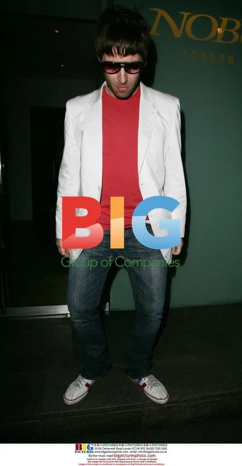 Liam Gallagher poses outside Nobu after dinner