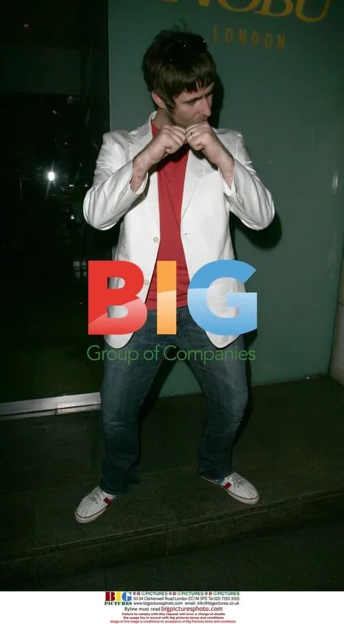 Liam Gallagher poses outside Nobu after dinner