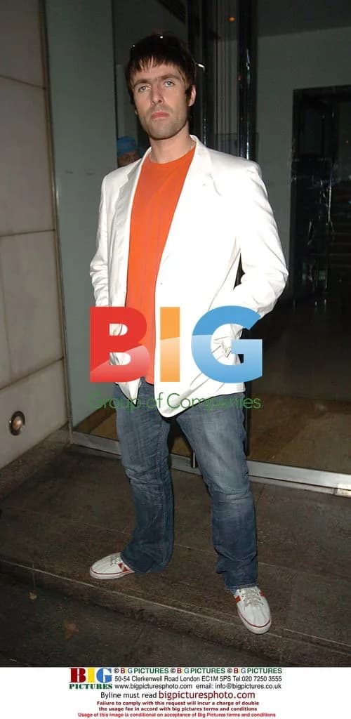 Liam Gallagher poses outside Nobu in London