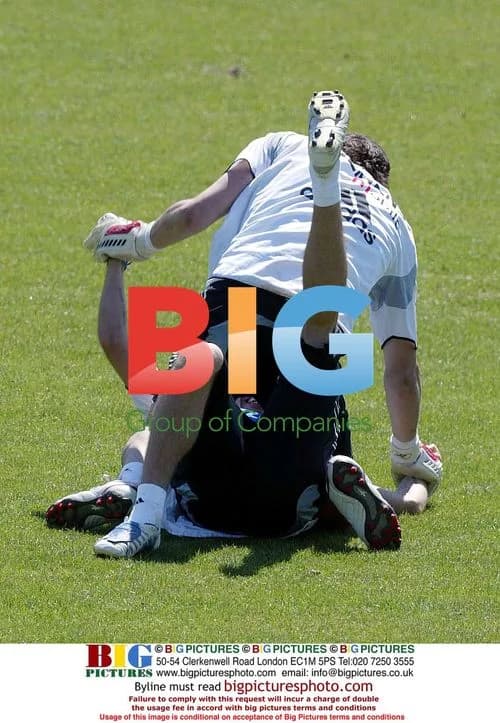 David Beckham and Iker Casillas play-fighting
