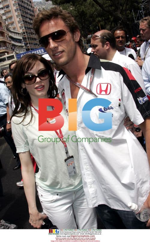 Rose Mcgowan and Jenson Button at F1 race in Monaco