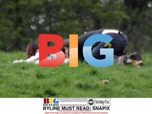 Sarah Parish and boyfriend take dog for walk