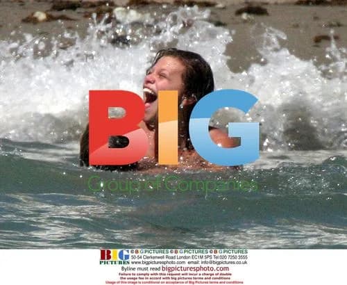 Jade Goody on beach in Spain