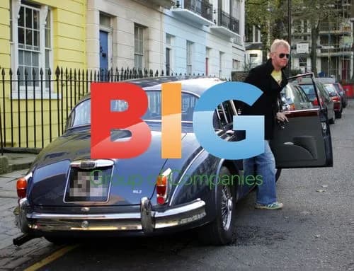 Chris Evans Arrives in Classic Jag