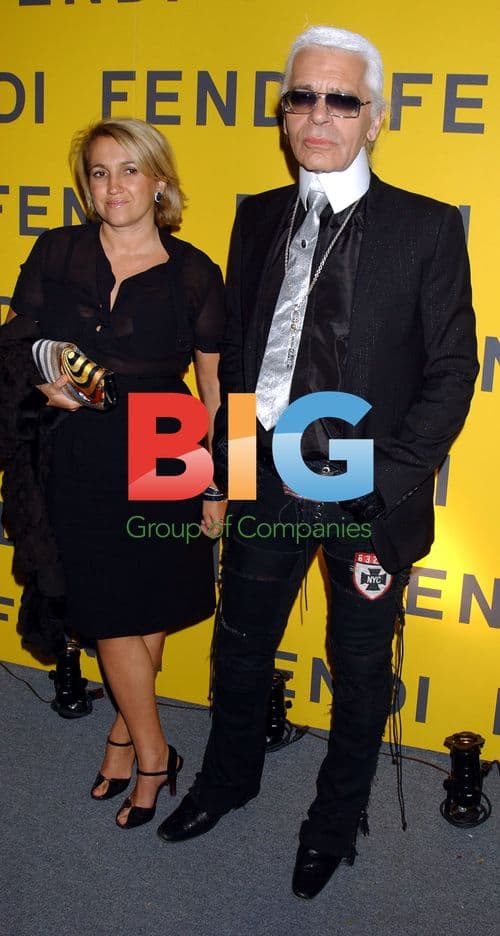 SYLVIA FENDI with KARL LAGERFELD at Fendi Store Opening