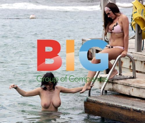 Glamour models Lucy Pinder and Sophie Howard in St Lucia