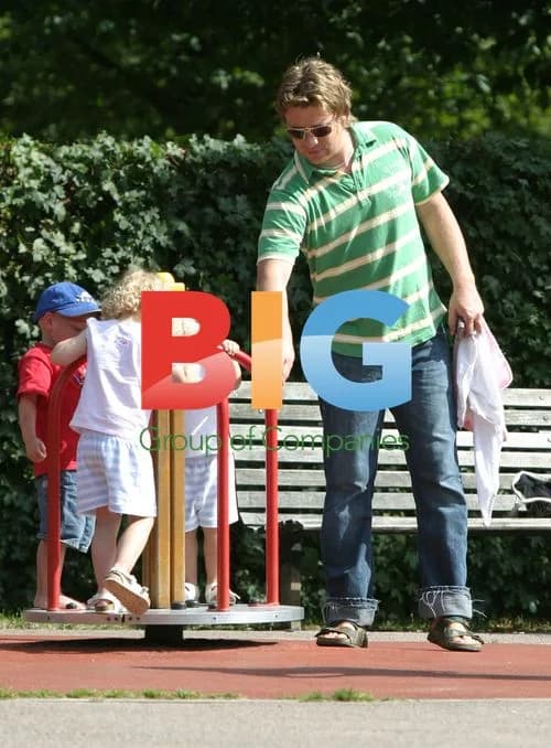 Jamie Oliver with Daughters in Playground