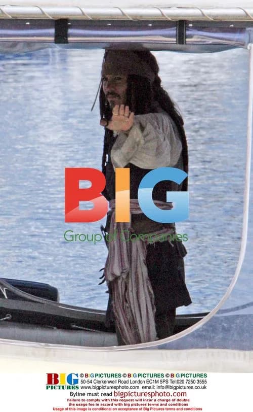 Johnny Depp as Captain Jack Sparrow on 'Pirates 3' set