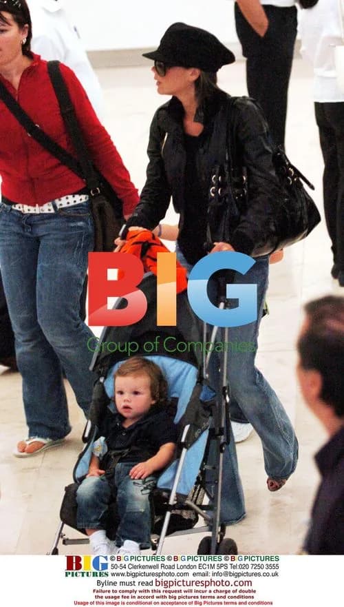 Victoria Beckham arrives in Madrid with sons