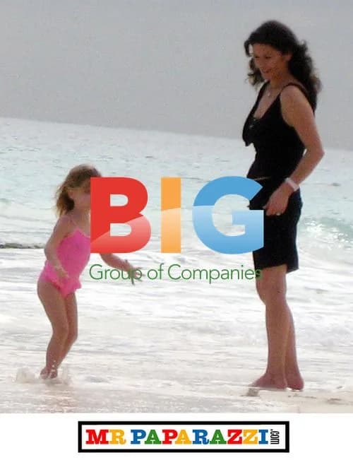 Catherine Zeta Jones, Michael Douglas and Family on Beach