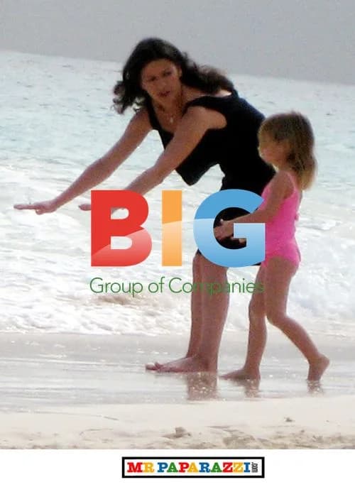 Catherine Zeta Jones, Michael Douglas, and Children on Beach