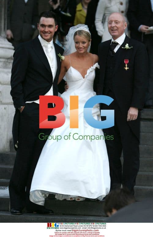 Jasper Carrott, Lucy Davis, and Owain Yeoman at Davis-Yeoman Wedding