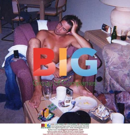 Colin Farrell and friends in trashed hotel room