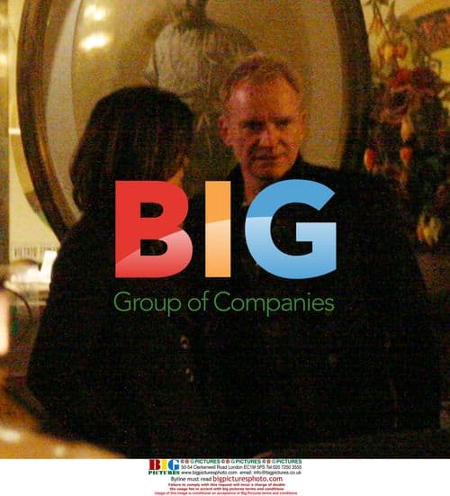 Singer Sting leaving Milan restaurant with mystery lady