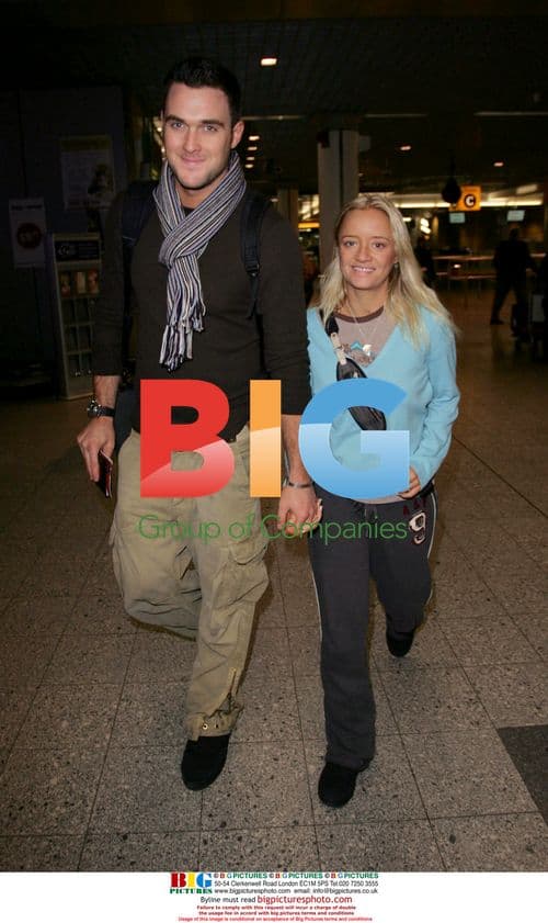 Newlyweds Lucy Davis and Owain Yeoman Depart Heathrow