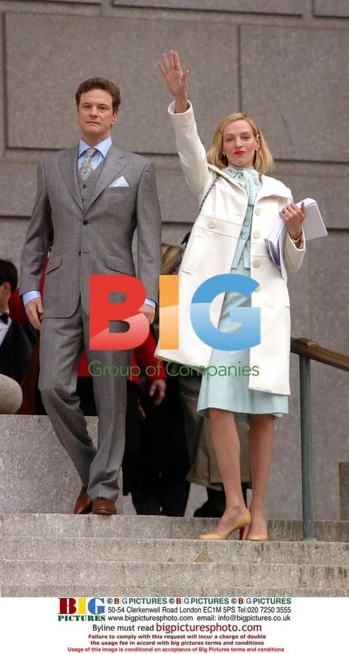 Uma Thurman and Colin Firth on movie set
