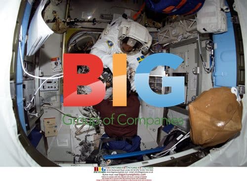 Astronaut Christer Fuglesang prepares for EVA