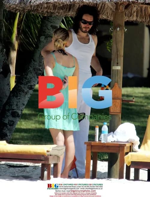 Russell Brand with Mystery Woman and Mom on Beach