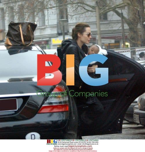 Pregnant Angelina Jolie with kids in Berlin