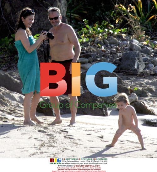 Michael Douglas and Family on Beach in St. Barthelemy