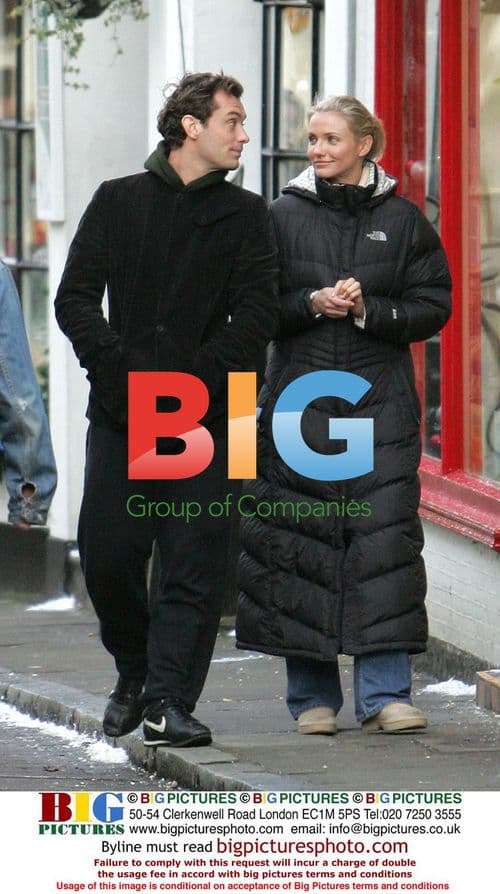 Jude Law and Cameron Diaz on set of "The Holiday"