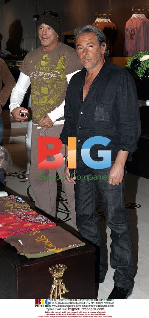 Mickey Rourke shopping at Ed Hardy