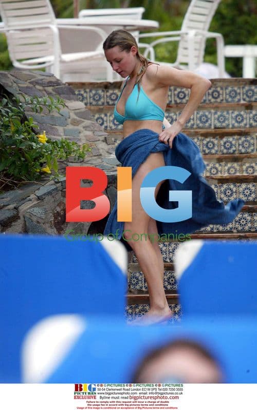 Abi Titmus has fun with inflatable whale in Spain