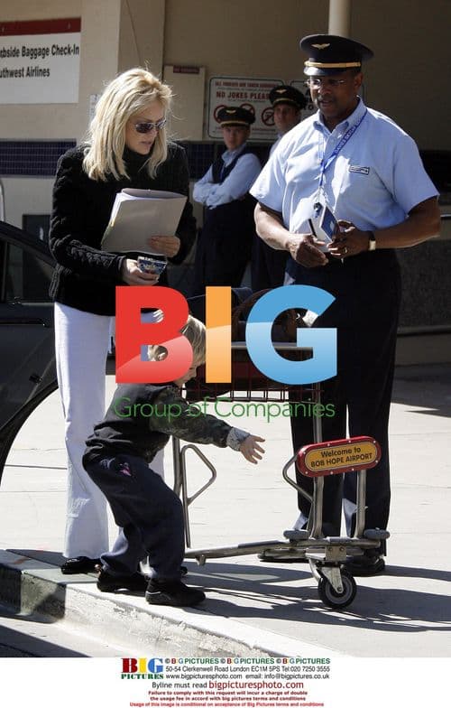 Sharon Stone and son Roan at Bob Hope airport