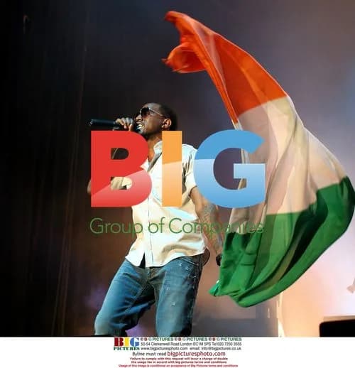Kanye West waves Irish flag in Dublin