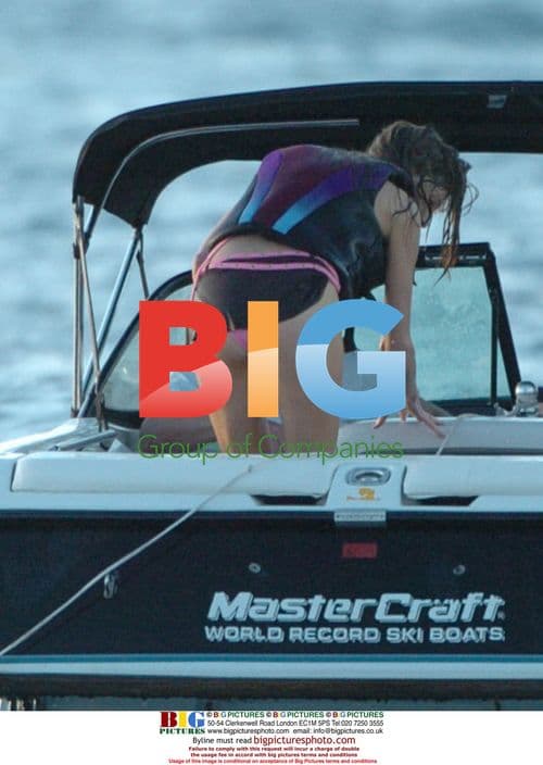 Hugh and Jemima water-skiing in Barbados