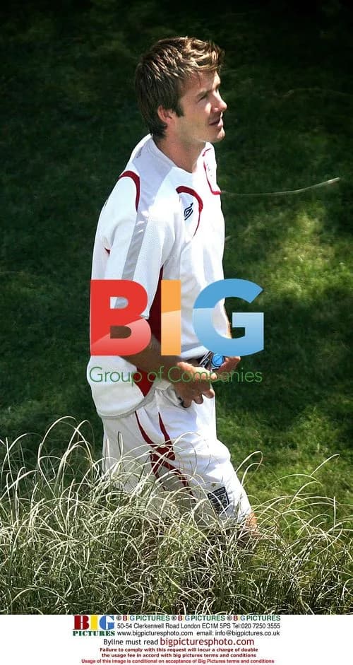 David Beckham and England Team Warm Up