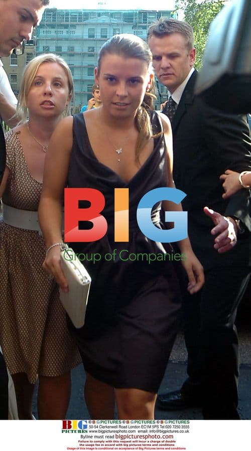 Coleen McLoughlin leaving hotel for press conference