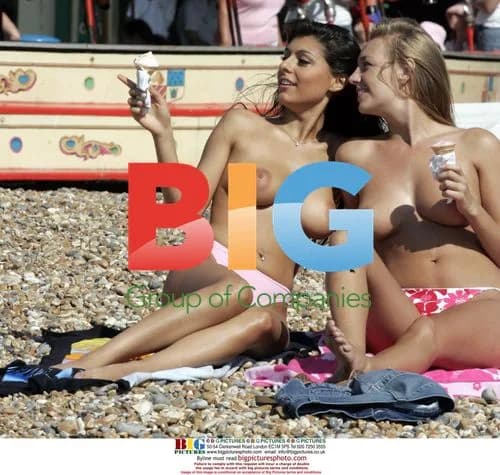 Hayley Marie and Claire Topless at Beach