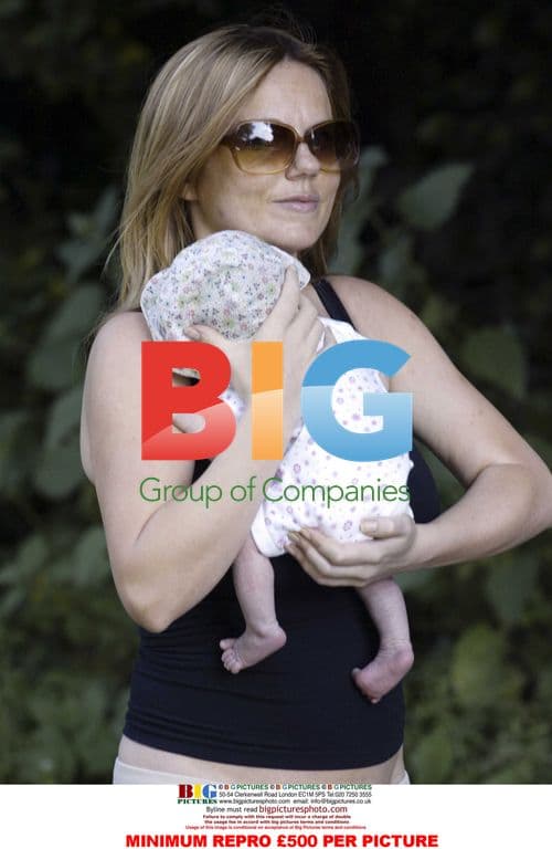 Geri Halliwell Leaves London Clinic with Daughter