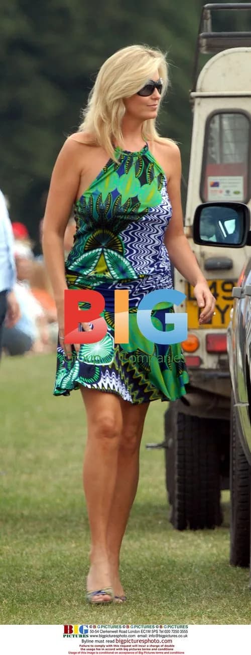 Penny Lancaster arrives with Rod Stewart at polo match