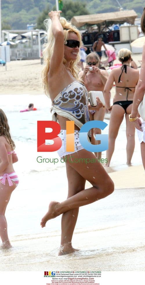 Pamela Anderson and friends at beach