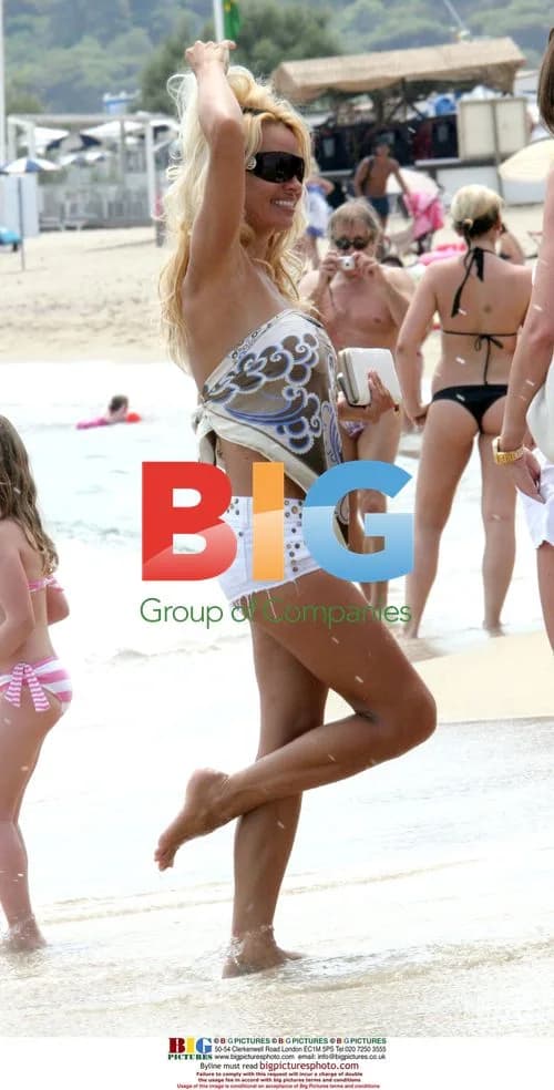 Pamela Anderson and friends at beach